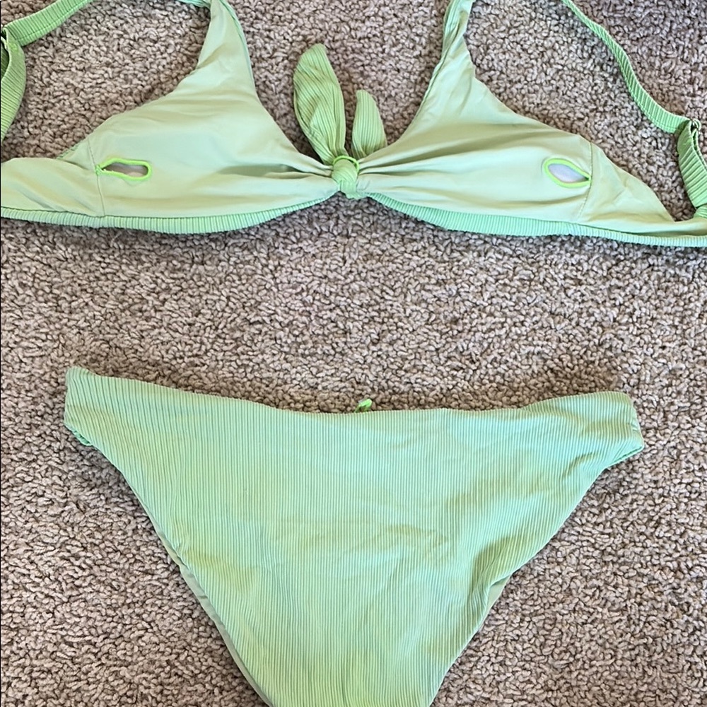 Green Ribbed Bikini Set - Picture 2 of 2